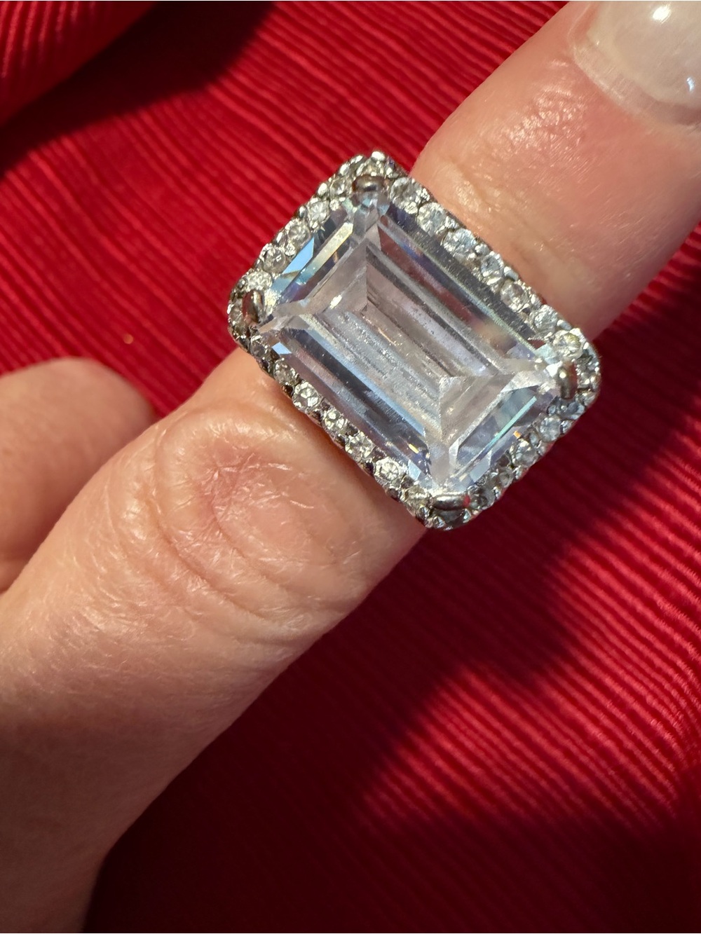 Park Lane Clear Emerald-Cut Statement Ring Size 8 New